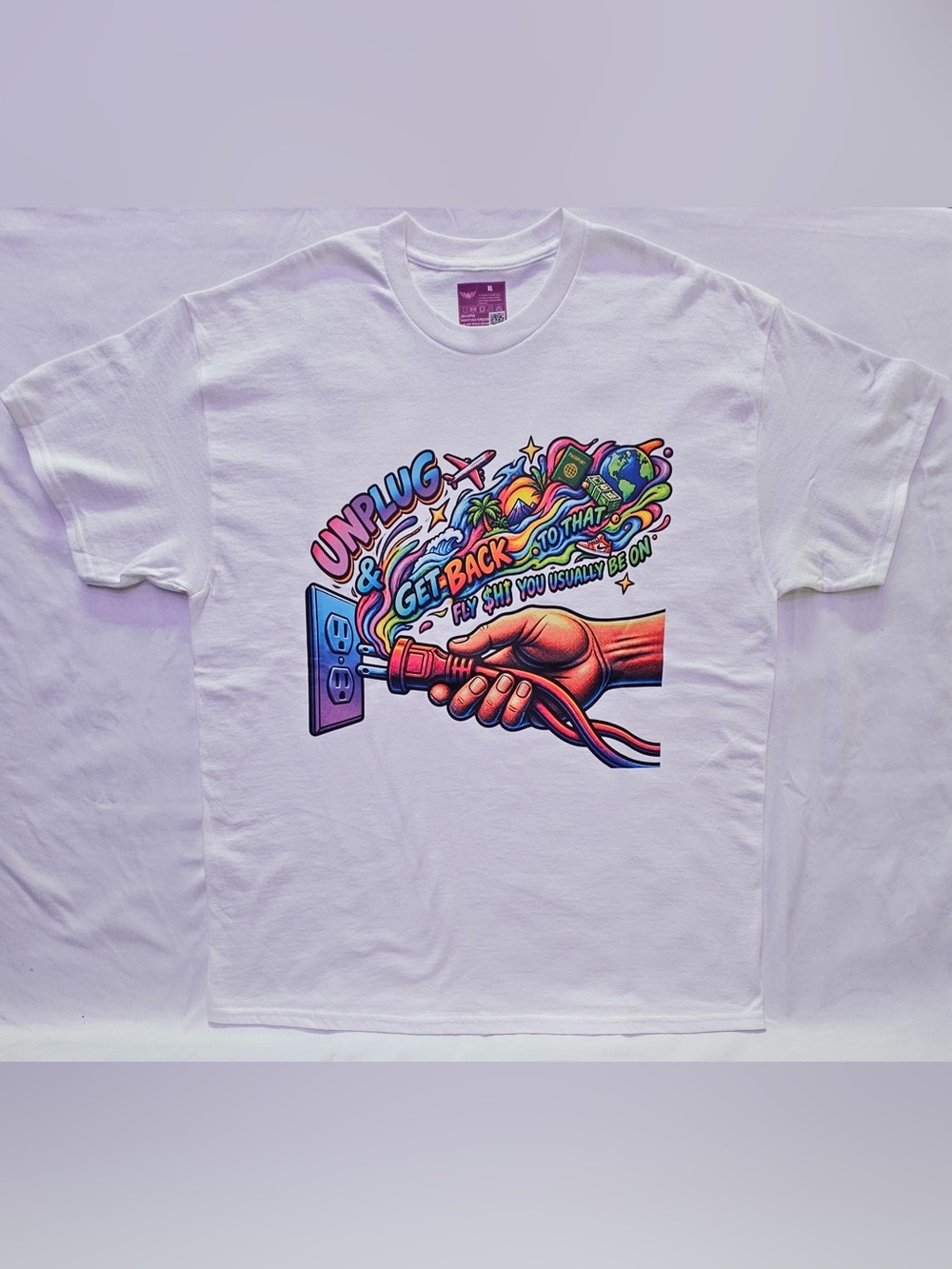 White Graphic 'Unplug & Get Back' Short Sleeve Tee